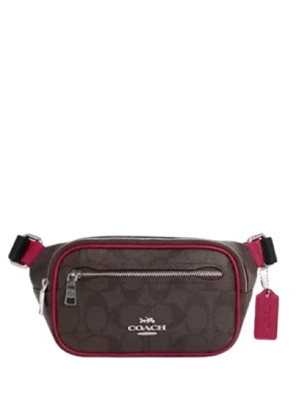 Coach Burgundy Interior Belt Bag with Black Exterior Trim